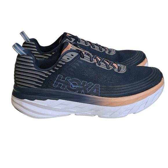 Hoka One One Bondi 6 Max Women's Size 12 Blue Pink Cushioned Running Sneakers - Picture 5 of 16